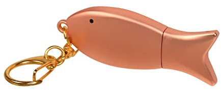 Tynerza 128GB USB 2.0 Flash Drive aus Metall in Fischform mit Schlüsselanhänger Memory Stick Cool Pen Drive für die Datenspeicherung Tragbarer Thumb Drive Lustiges Jump Drive U Disk (Roségold)