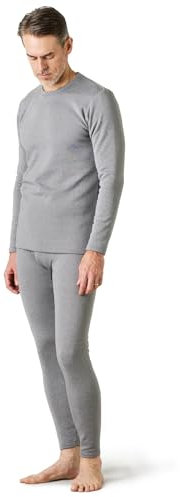 LAPASA Herren Innenfleece Thermounterwäsche Set, Thermounterhemd & Thermohosen Funktionsunterwäsche (Thermoflux M11 Warm/M57 Wärmer/M24 Extra warm),L,Extra warm M24,Hellgrau