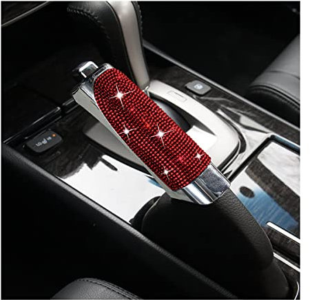 CGEAMDY Cubierta Del Freno De Mano, Bling Cubierta Freno De Mano, Funda Protectora Universal Para Freno De Mano Para Coche, Cubierta Con Incrustaciones Diamantes Coche Interior Accesorios(Rojo)