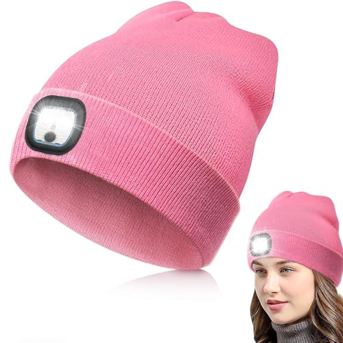 BNGXR LED Mütze mit Licht, Wiederaufladbare USB Strickmütze mit Licht Unisex Winter Warm Stirnlampe Mütze Laufmütze Beanie Beleuchtete für Sport Camping Laufen Radfahren Skifahren Jagd