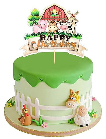 Blumomon 1 Stück Bauernhoftiere Cupcake Toppers Kuh Schaf Schwein Huhn Cupcake Picks Scheune Bauernhof Tiere Kuchen Dekorationen für Kindergeburtstag Party Baby Shower Party Dekorationen Zubehör