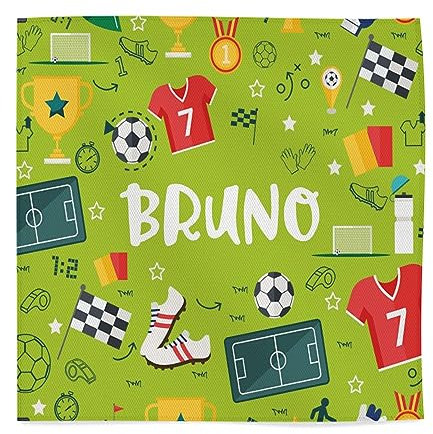 Wanapix | Stoff Servietten für Kinder Personalisiert mit Namen | Schule/Kindergarten | Waschmaschinengeeignet | 45x45cm | Fußball