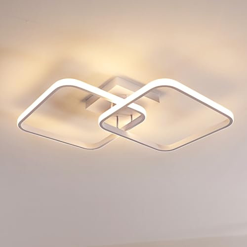 Goeco LED Deckenleuchte Moderne, 42W Quadratische LED Deckenlampe, 3000K Warmweißes Licht, Weiß Acryl Deckenbeleuchtung für Wohnzimmer, Esszimmer, Küche, 64CM