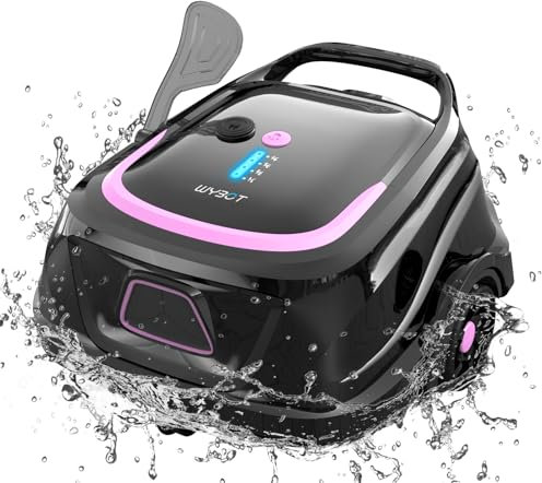 Robot Limpiafondos Piscina Electrico sin Cable para Aspirador Piscinas de Hasta 100m², 4 Ciclos de Limpieza, 120 Mins Succión Potente, 2,5h Carga Rápida Limpiafondos Automatico con Doble Filtración A1