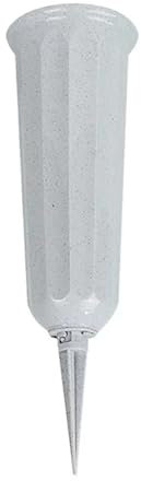 Bayli Grabvase aus Kunststoff mit Erdspieß | Friedhofsvase in Grau | Grabsteckvase | frostsicher Steckvase für Grab | wetterfeste Blumenvase für Friedhof | witterungsbeständiger Grabschmuck