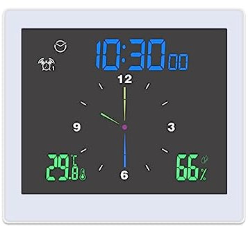 dijiusidy 5 Zoll Digital Wetterstation, Fenster Thermometer, Hydrometer, wasserdicht, Luftfeuchtigkeitsmesser, Farbdisplay, Uhr für, Weiss