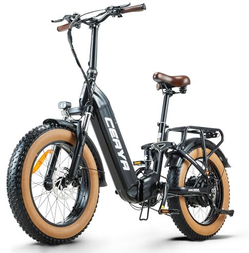 Ficyacto Vélo électrique Femme Homme Pliable 20 Fat Bike Electrique Ebike A20 avec 48V20Ah Batterie Amovible, Dérailleur 7 Vitesses,VTT Électrique (Noir - vélo électrique A20 Uniquement)