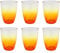 Carousel Home Pack of 6 Orange Ombre Embossed Plastic Tumbler Glasses | Set of 6 Plastic Drinking Glasses Clear Plastic Glasses | Reusable Drinkware Outdoor Drinks Glasses - 400ml