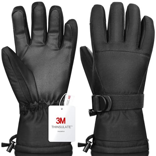 Odtmger Ski Gloves,Winter Waterproof & Warm Snow Gloves for Parent Child Kids-Skiing,Cycling,Motorcycle,Running