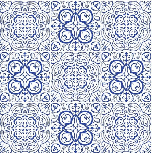 HUBDECO - Fliesenaufkleber - Küche, Badezimmer Deko - Klebefliesen - Wand Deko - Klebefolie Küche - Küchenrückwand Deko - Selbstklebende Fliesen - 9 Stk. - Azulejos Mosaik - 10x10cm
