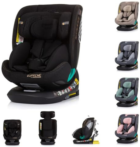 Chipolino i-Size Kindersitz Supreme (40-150 cm) verstellbar 360° drehbar Isofix, Farbe:schwarz