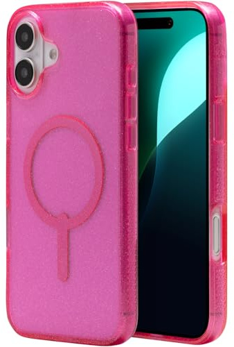ZAGG Milan Snap Case for iPhone 16 Plus – Pink Glitter, MagSafe Compatible, 13ft Drop Protection, Recycled Materials, Slim & Stylish Design