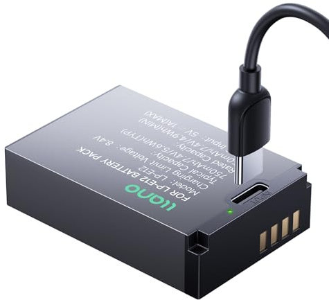 llano Batterie LP-E12, Batterie de Remplacement USB-C 750 mAh LP-E12 Compatible avec Canon EOS-M, EOS M2, EOS M10, EOS M50, EOS M50 Mark II, EOS M100, EOS M200, SX70 HS, Rebel SL1
