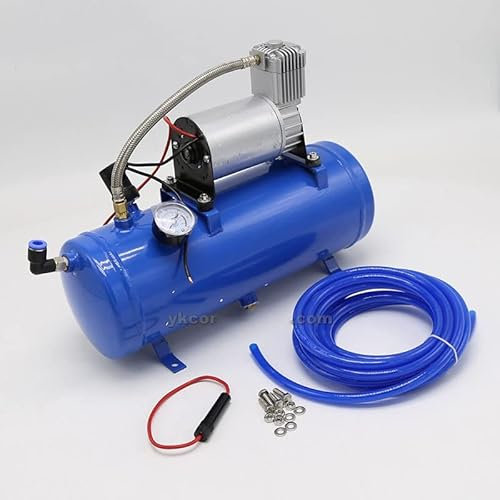 120PSI bis 150PSI 12V Luftreifenpumpe Kompressor mit 6L Tank for Air Horn Train Truck RV Reifen mit 500cm/16.4ft Schlauch Elektro-, Garten- und Handwerkzeuge