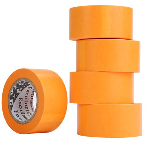 Jinsion 5 Rollen Goldband Malerkrepp Kreppband,Entfernbar Kreppband Malerband Rückstandfrei für Automotive Dekoration Malerarbeiten