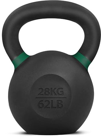 Yes4All Powder Coated Cast Iron Kettlebell Single Mint - 28 KG / 62 LB Strength Training Kettlebells Weight Set for Full Body Workout, Home Gym