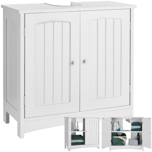 TecTake® Mueble bajo Lavabo, Almacenamiento baño con 2 Compartimentos espaciosos, Mueble bajo Lavabo con Puertas batientes, Mueble baño Auxiliar, Mueble Fregadero, Armario bajo para baño - Modelo A