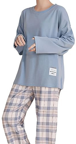 Ensembles de Pyjamas Chauds En Flanelle pour Femmes Coton Ensemble de Pyjamas D'Automne et D'Hiver Pantalon Long à Manches Longues Ensemble de Pyjamas à Carreaux deux Pièces