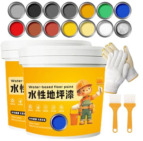 XIRUJNFD Waterproof Water-Based Epoxy Floor Paint, 300G 1/2/3Pcs Quick-Dry Anti-Slip Water-Based Floor Paint, Water-Based Garage Floor Paint, Concrete Floor Paint (2,Blue)