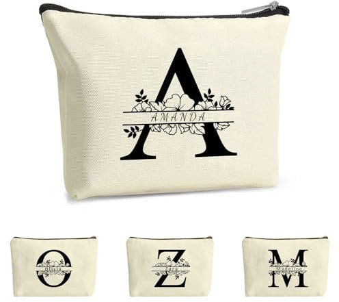FIDWALL Personalisierte Kosmetiktasche mit Namen, Schminktasche mit Initialen für Frauen, Mädchen, Freunde, Brautjungfern, Mama, Reise-Kosmetiktasche, personalisierte Geschenke, Organizer für Kosmetik