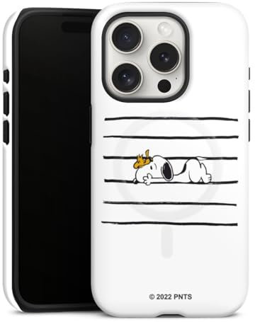Magnetische Hülle kompatibel mit Apple iPhone 15 Pro Handyhülle für MagSafe Outdoor Case in matt Snoopy Peanuts Hund