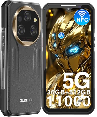 OUKITEL WP39 Pro Movil Resistente 5G, 36GB RAM+512GB ROM/SD 2TB Móviles Irrompible Android 14, 11000mAh/33W Teléfono Moviles 6.6'' FHD+ 2.4K, Cámara 64MP+32MP Móvil Rugerizado, Dual SIM/NFC/GPS/IP68