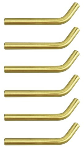 HAORUN 6 x Wandhaken aus massivem Messing, L-Form, 5,6 cm lange Haken