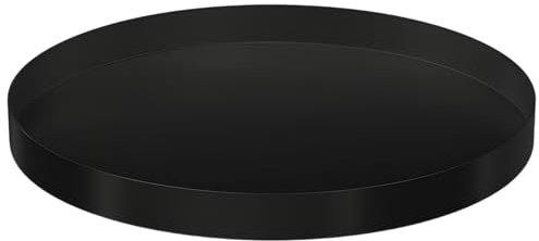 JIHXYER Bandeja redonda, bandeja decorativa de metal de 20 cm, color negro mate, bandeja redonda para servir, plato decorativo para cafetería, bar y hogar