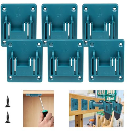 6 Packs Tool Holder for Makita 14.4V-18V ,Drill Organizer Wall Mount - Power Tool Storage Wall-Mounted , Workshop Storage for Construction Sites Farming Equipment(Blue)