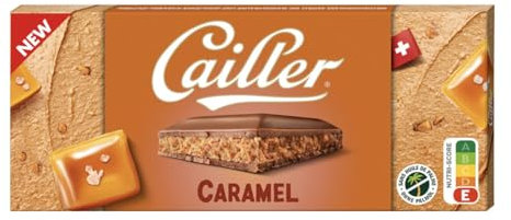 Chocolat au lait Cailler fourré au pralinée, amendes et éclats de caramel salé 96g