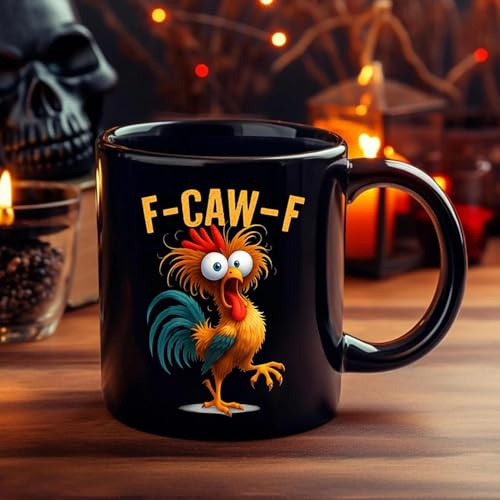 keloppasit F Caw F Tasse, 350 ml, lustige Hühner-Tasse, neuartige Keramik-Hahn mit übertriebenen Ausdrücken, Wasserbecher, Kaffeetassen, für Weihnachten, Valentinstag, Frauen, Freunde,