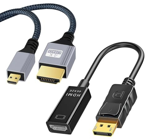 AOUZOVLI Micro HDMI Auf HDMI Kabel 2M, 4K@120Hz, Mini DisplayPort Auf HDMI Adapter 4K, Kompatibel mit Den Meisten Modellen Von Mobiltelefonen, Kameras, Fernsehern, Monitoren und Laptops