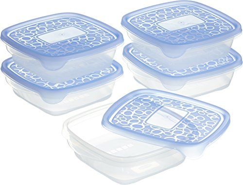 Curver 00469-862-00 Frischhaltedose Take Away, 5-er Set, 0,6 L, transparent/blau