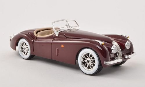 Jaguar XK 120 Roadster, dkl.-rot, LHD , 1948, Modellauto, Fertigmodell, Bburago 1:24