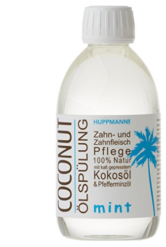 Huppmann's Coconut Mund-Ölspülung mint, Mundziehöl zum Ölziehen aus natürlichen Inhaltsstoffen, Mundspülung mit Kokosnussöl, Ölziehlösung