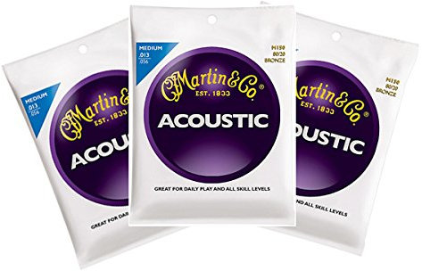 Martin M150 Cordes pour guitare acoustique Bronze Med 3 paquets