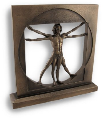 Leonardo da Vinci Statue Vitruvian Man Nude Male bronziert Skulptur Statue