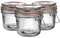 Argon Tableware Bocaux en verre avec couvercle hermétique à clip en métal - 350 ml - Lot de 3-4 joints de couleur - Récipient de rangement de cuisine moyen, pot de conservation rond