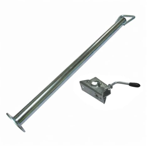 Trailer Prop Stand Drop Tube & Clamp with Handle 34MM x 600MM (Caravan Support Leg Zinc Plated)