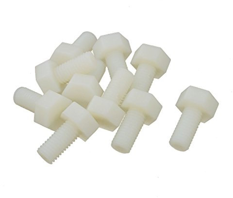 sourcing map 10 PC M10 x 20 mm Pas vis en nylon hexagonale filetée plein