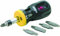 Rolson Stubby Ratchet Screwdriver Set 12 in 1 Forward and Reverse with Locking Action 1/4 Bit Holder Double Ended Bits in Handle - Slot 4, 5, 6mm, PH1, 2, 3, PZ1, 2, 3, Hex 4, 5, 6mm