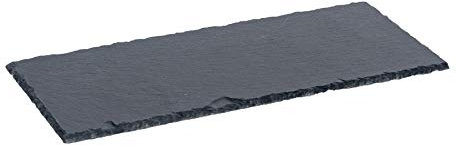 Argon Tableware Rectangle Slate Dinner Plate - 29 x 12cm - Pack of 1 - Natural Slate Rustic Raw Cut Serving Dish Cheese Board Savoury Mat with Soft Padded Feet