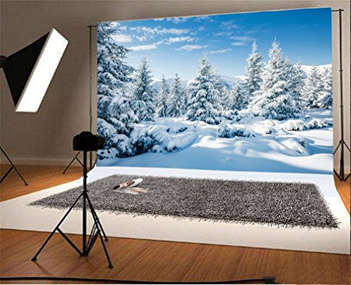 YongFoto 1,5x1m Vinyl Foto Hintergrund Weihnachten Baum Ländlicher Schnee bedeckte Frohe Weihnachten Fotografie Hintergrund für Fotoshooting Portraitfotos Party Kinder Fotostudio Requisiten