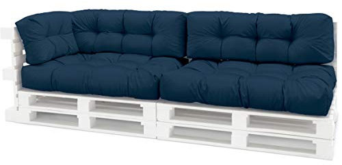 Spatium Palettenkissen Set abnehmbar Bezug wasserdicht gesteppt Palettenauflage Palettenpolster Palettensofa Palettenmöbel Dunkelblau 5er Set