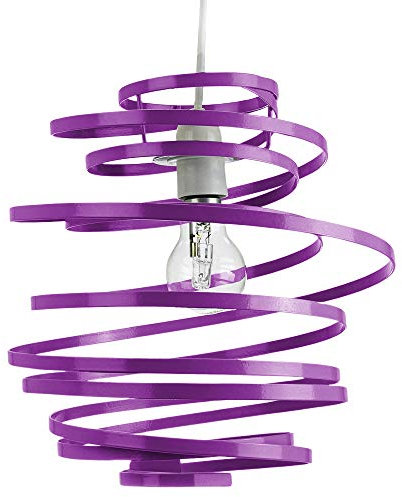 Happy Homewares Modern Designer Purple Gloss Metal Double Ribbon Spiral Swirl Ceiling Light Pendant Shade | 23cm Diameter | 60w Maximum