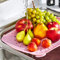 Flat Sink Colander Peel Filter Colander,Cutting Board with Strainer Ideal for Washing and Cleaning Vegetables, Fruits, Meat and More - 36 x 26cm (Pink)