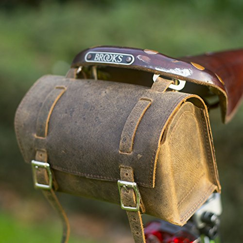 London Craftwork Klassische quadratische Satteltasche Lenkertasche Echtleder Vintage braun Moto Moped Motorrad Motobike Box - RAW-Waxed