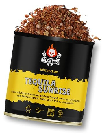 ROCK'N'RUBS® Tequila Sunrise, 130 g | Würzmischung mit echtem Tequila, für Lachsfilet oder Hähnchenbrust