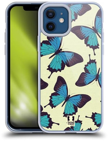 Head Case Designs Azul Patrón de Mariposa Caso Funda de Gel Suave Compatible con Apple iPhone 12 / iPhone 12 Pro