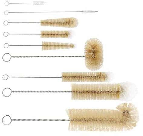 Goupillon Bouteille, Masthome Goupillon Biberon Multifonctions Lot de 9 avec Embout Doux en Coton, Brosse Nettoyage pour Bouteille de Lait, Verre à Vin, Carafe, Bec de ThéIèRe et Divers Récipients